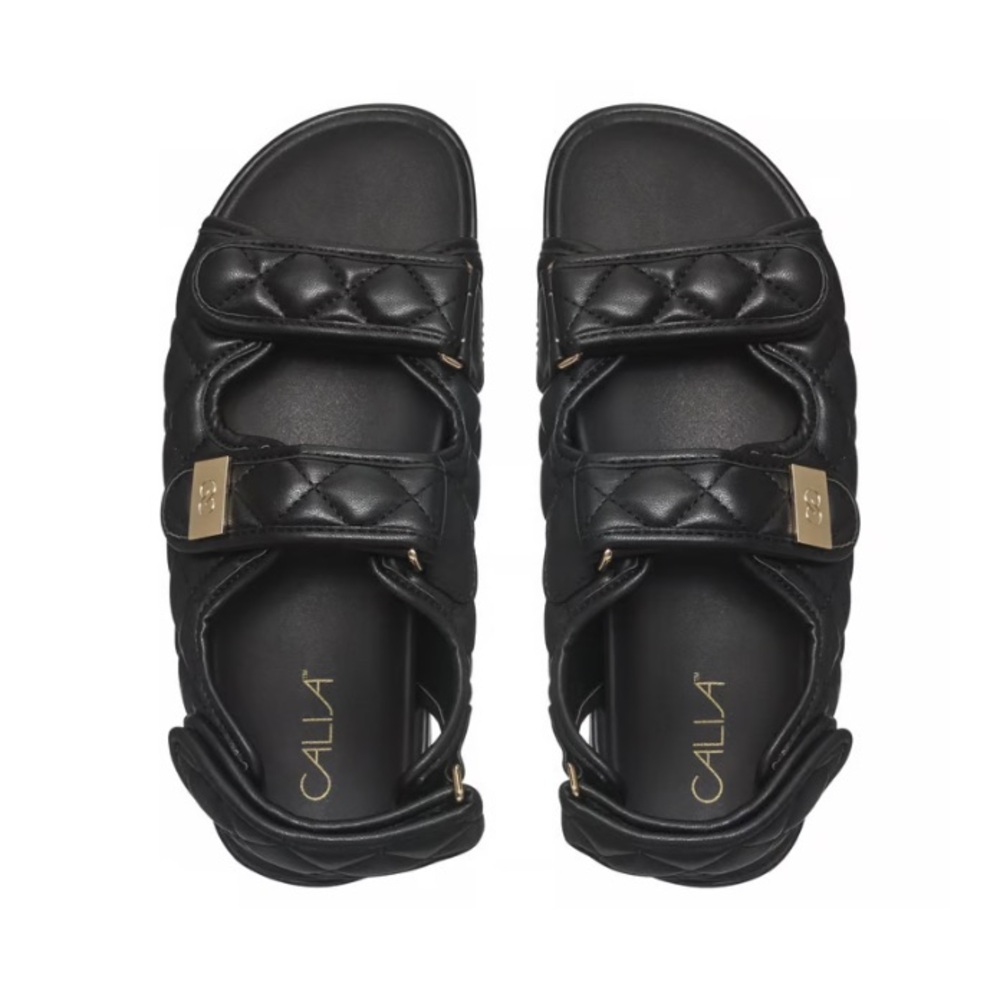 CALIA Women's Black Quilted Sandals